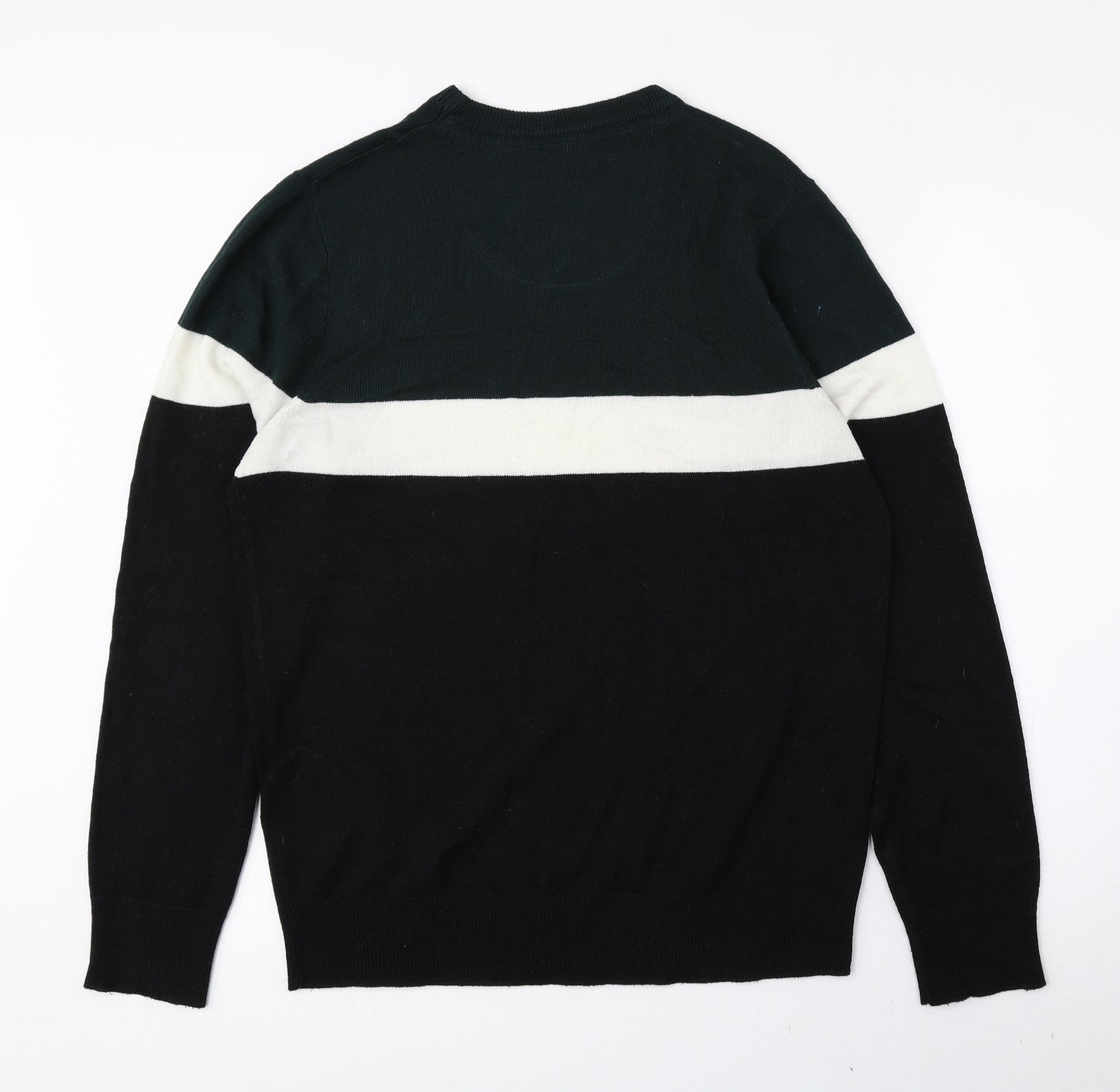 Brave Soul Mens Multicoloured Crew Neck Striped Acrylic Pullover Jumper Size L