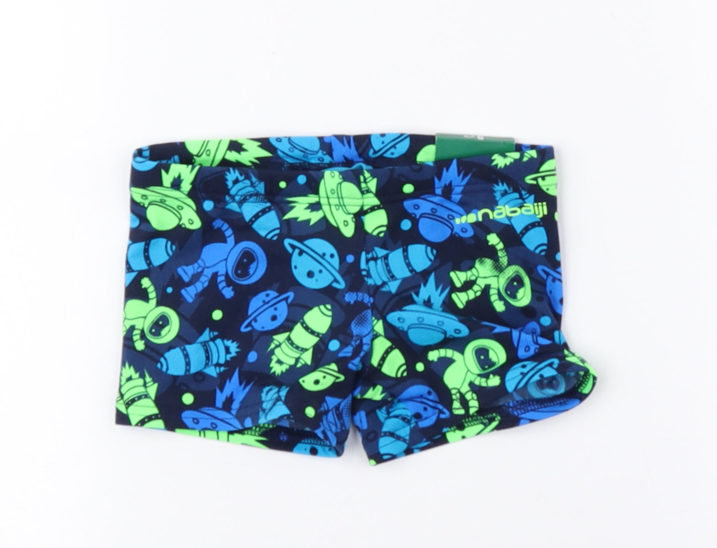 DECATHLON Boys Blue Geometric 100% Polyester Compression Shorts Size 5 Years Regular - Swimming Shorts, Space