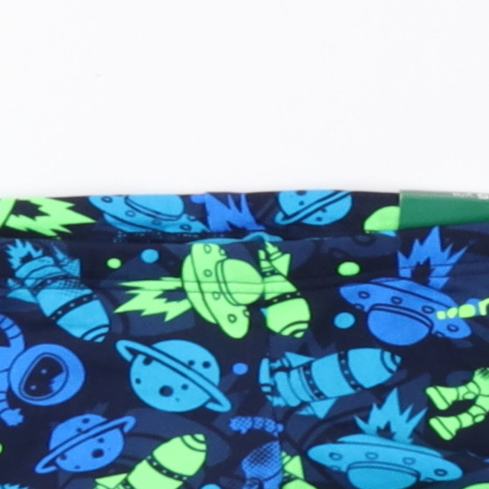 DECATHLON Boys Blue Geometric 100% Polyester Compression Shorts Size 5 Years Regular - Swimming Shorts, Space