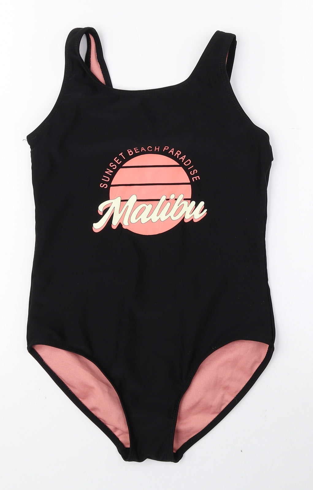 Primark Girls Black 100% Polyester Leotard One-Piece Size 10-11 Years Pullover - Swimming Costume
