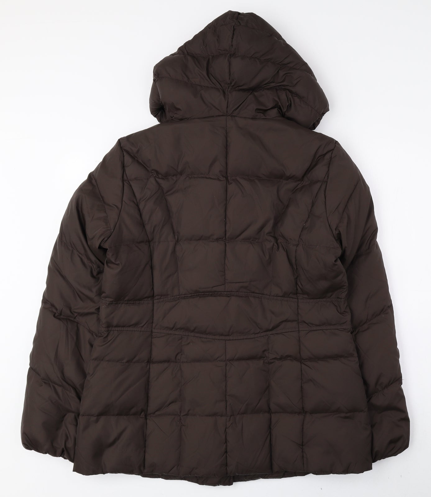 Larry Levine Womens Brown Quilted Coat Size 12 Snap