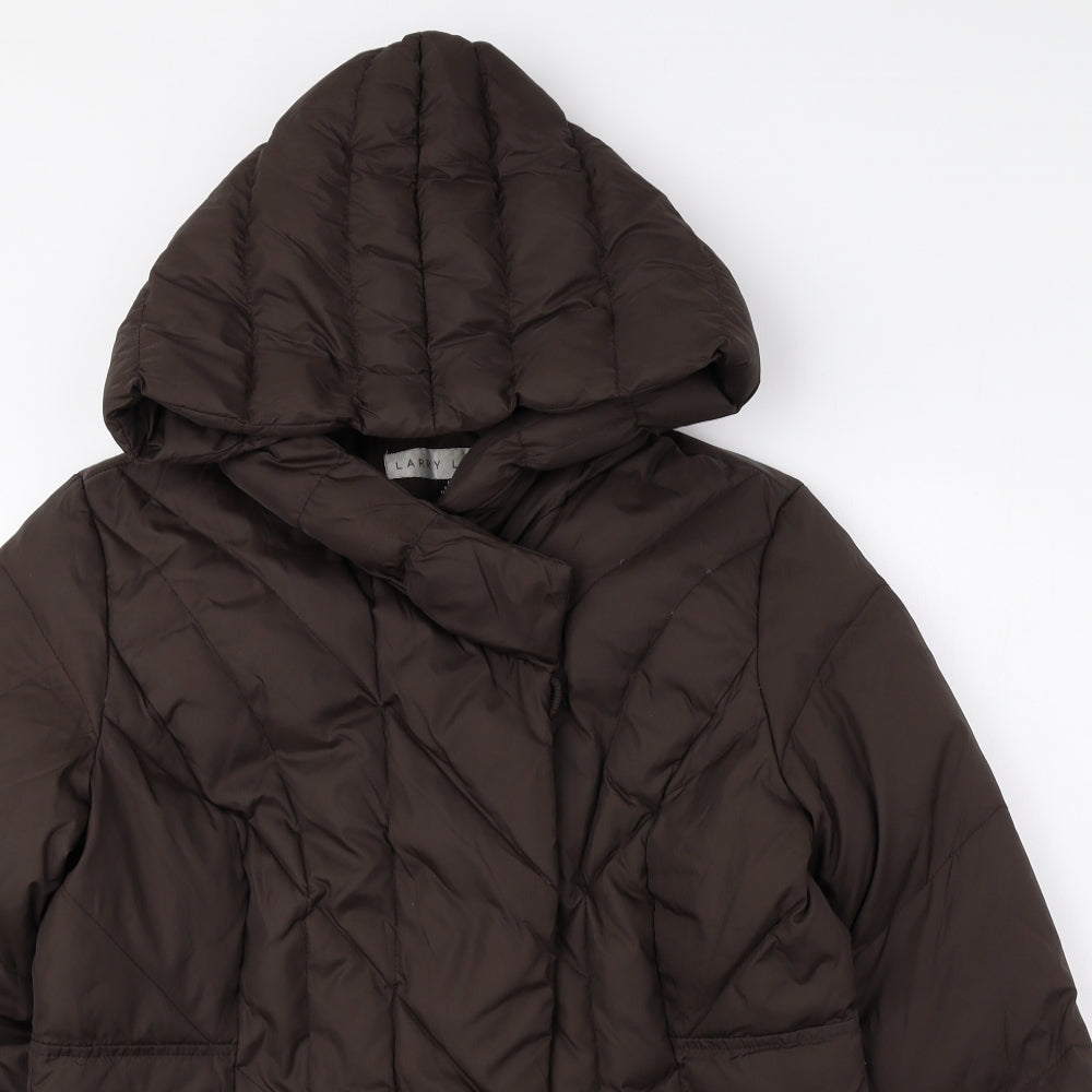 Larry Levine Womens Brown Quilted Coat Size 12 Snap