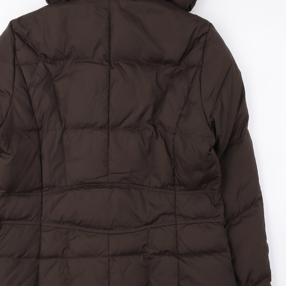 Larry Levine Womens Brown Quilted Coat Size 12 Snap