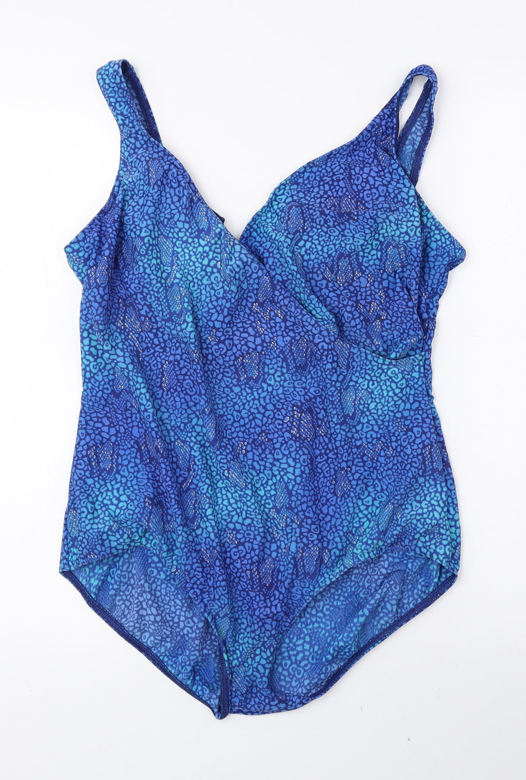 Marks and Spencer Womens Blue Geometric Polyamide One Piece Size 16