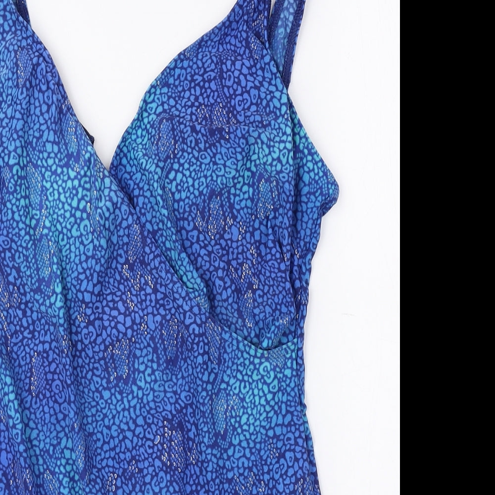 Marks and Spencer Womens Blue Geometric Polyamide One Piece Size 16