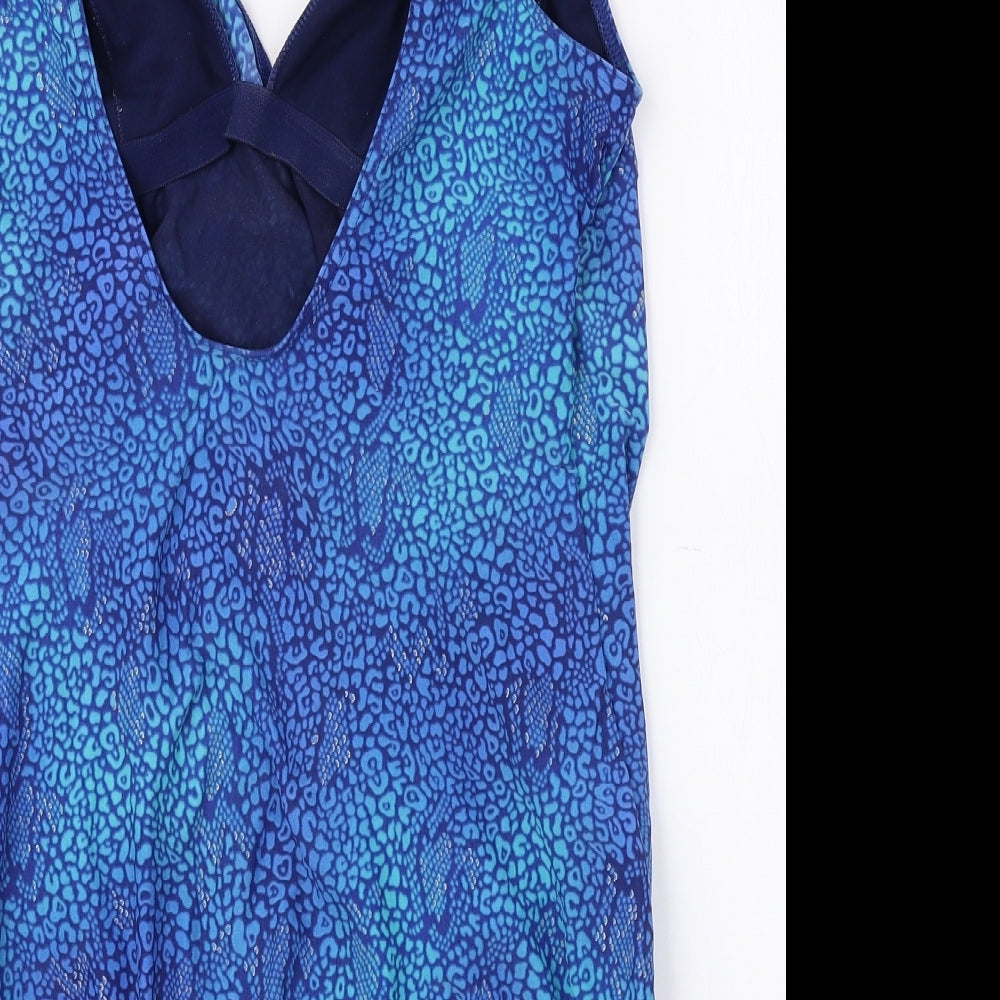 Marks and Spencer Womens Blue Geometric Polyamide One Piece Size 16