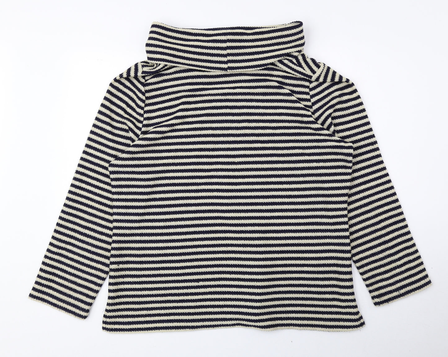 DASH Womens Blue Roll Neck Striped Polyester Pullover Jumper Size 18