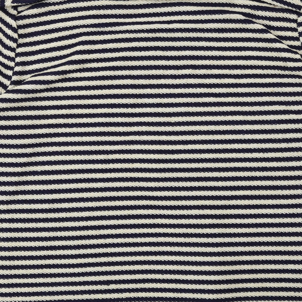 DASH Womens Blue Roll Neck Striped Polyester Pullover Jumper Size 18