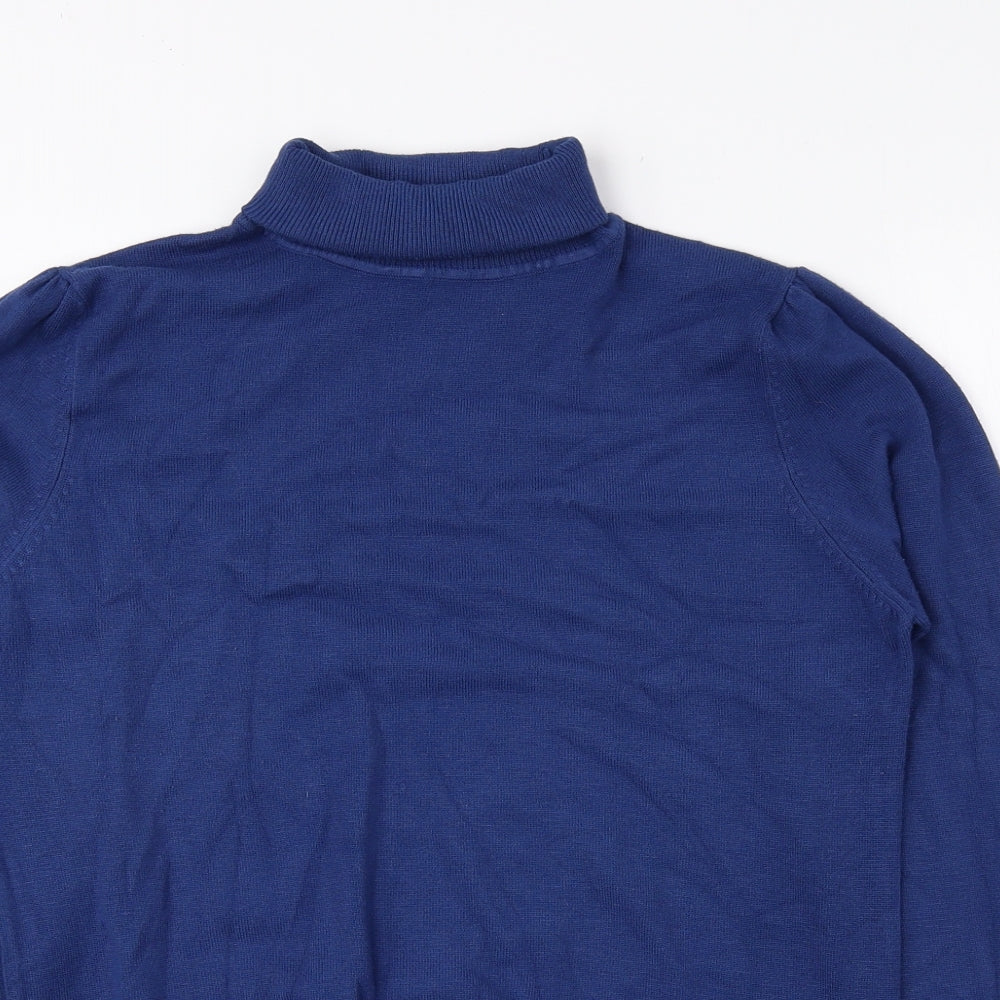 Papaya Womens Blue Roll Neck Viscose Pullover Jumper Size 14