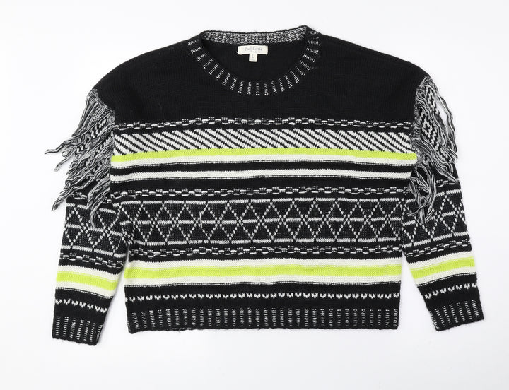 Full Circle Womens Multicoloured Crew Neck Geometric Acrylic Pullover Jumper Size L