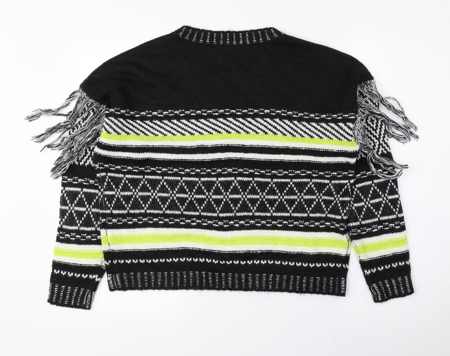 Full Circle Womens Multicoloured Crew Neck Geometric Acrylic Pullover Jumper Size L