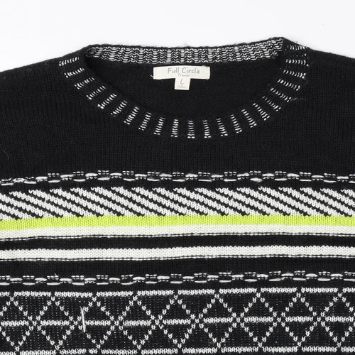 Full Circle Womens Multicoloured Crew Neck Geometric Acrylic Pullover Jumper Size L