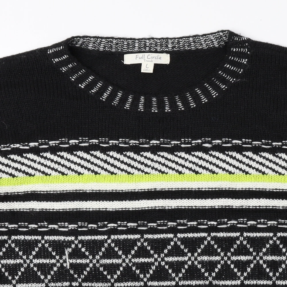 Full Circle Womens Multicoloured Crew Neck Geometric Acrylic Pullover Jumper Size L