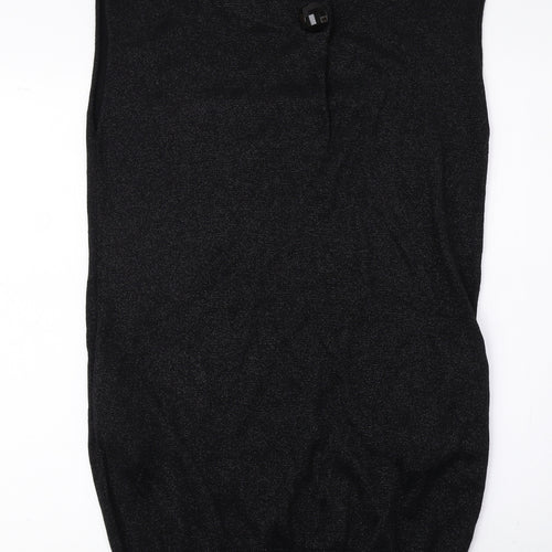 Per Una Womens Black Viscose Jumper Dress Size 10 Crew Neck Pullover