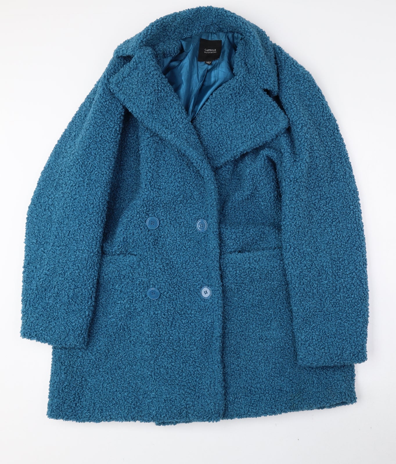 Capsule Womens Blue Overcoat Coat Size 18 Button