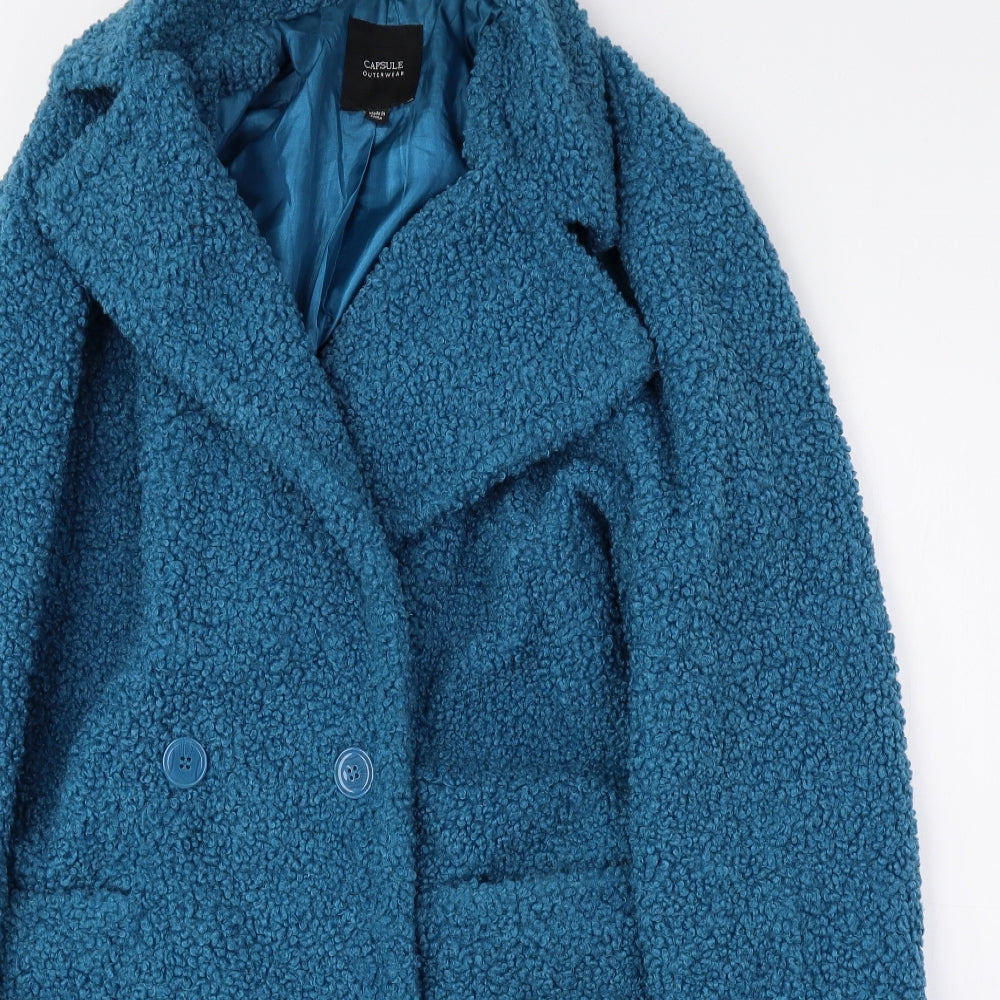 Capsule Womens Blue Overcoat Coat Size 18 Button