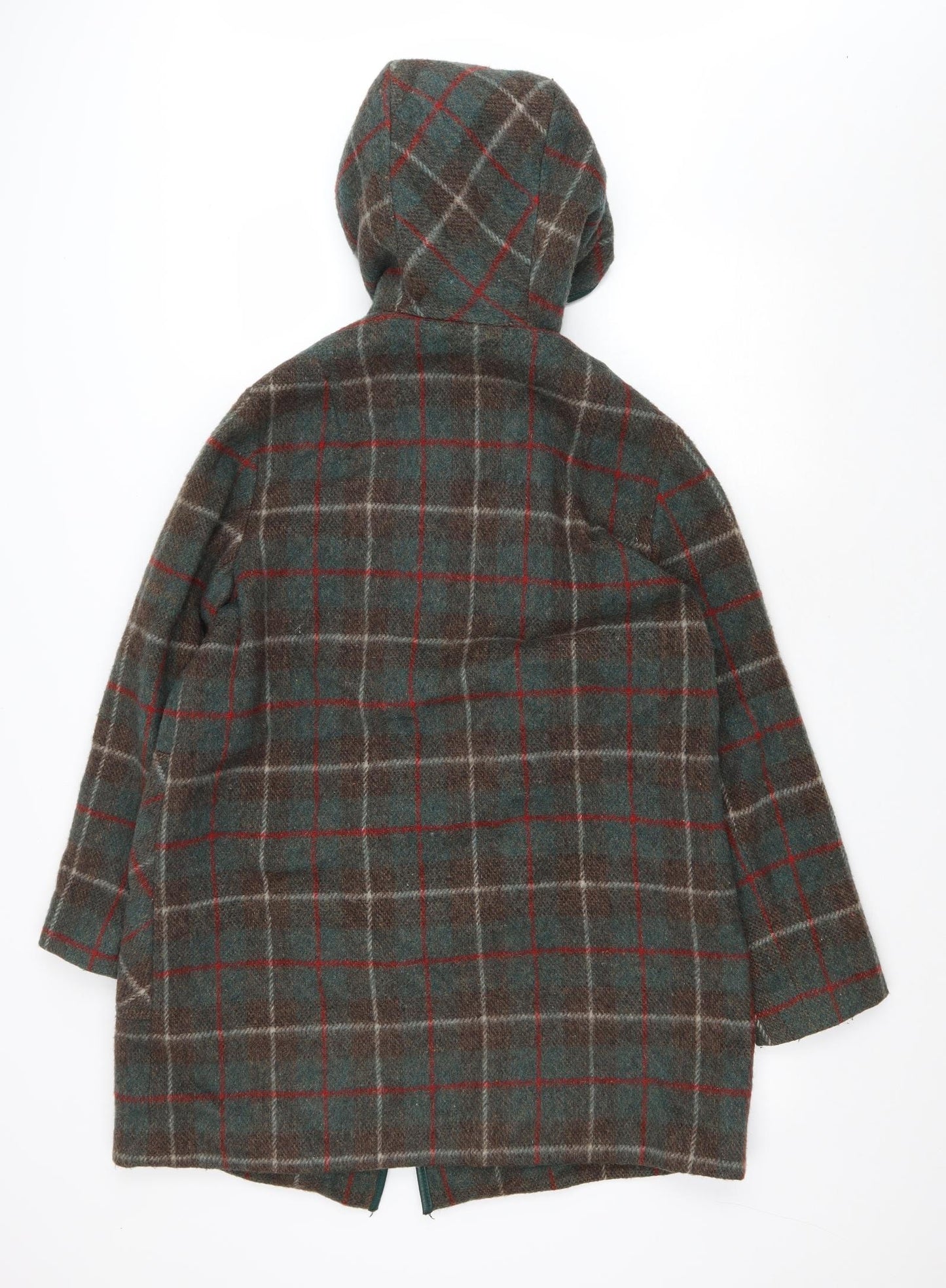 Quelrayn Womens Green Plaid Overcoat Coat Size 14 Button - Toggle Buttons