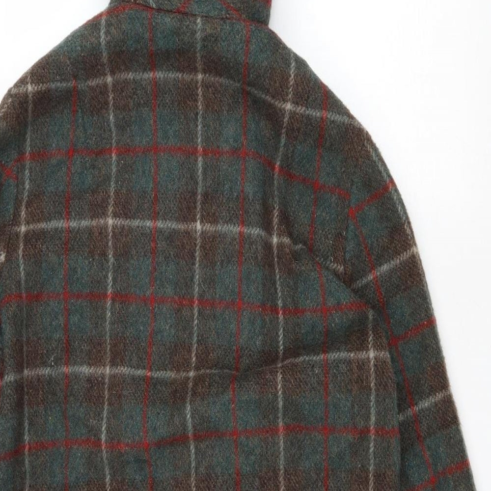 Quelrayn Womens Green Plaid Overcoat Coat Size 14 Button - Toggle Buttons