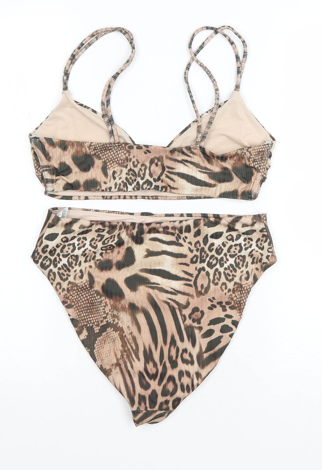 ASOS Womens Brown Animal Print Polyester Bikini Size 12 - Tiger, Leopard, Snake skin print