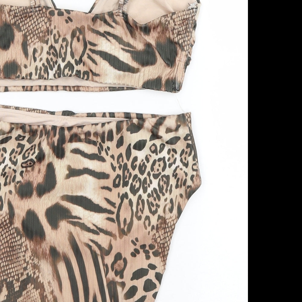 ASOS Womens Brown Animal Print Polyester Bikini Size 12 - Tiger, Leopard, Snake skin print