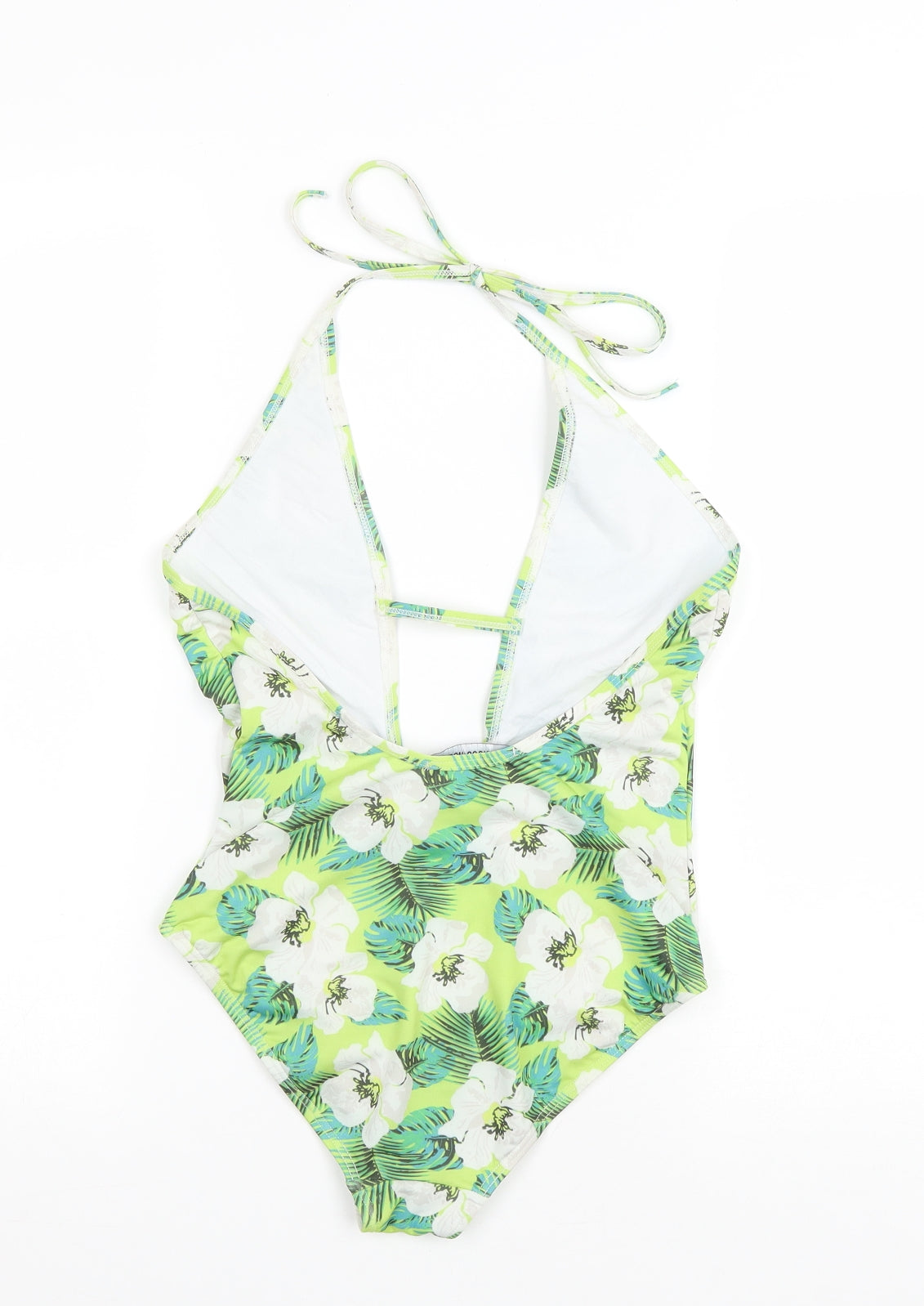 Misguideed Womens Green Floral Nylon One Piece Size 10