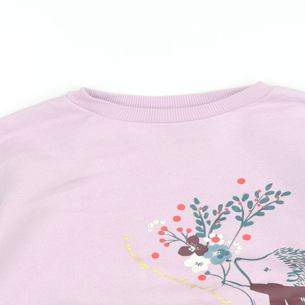 Primark Girls Purple Cotton Pullover Sweatshirt Size 4-5 Years Pullover - Hedgehog