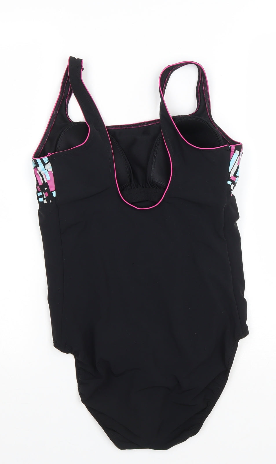 Marks and Spencer Womens Black Geometric Polyamide One Piece Size 16 - Rectangles