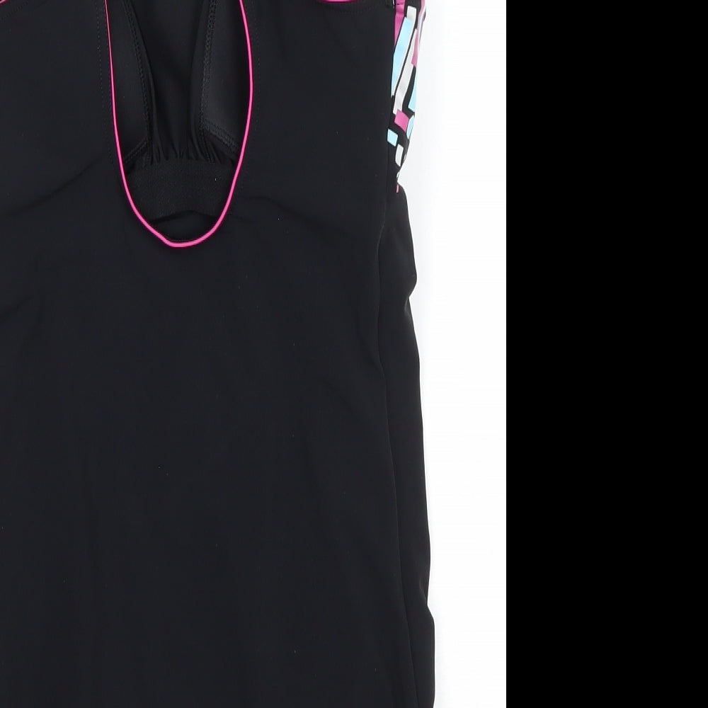 Marks and Spencer Womens Black Geometric Polyamide One Piece Size 16 - Rectangles