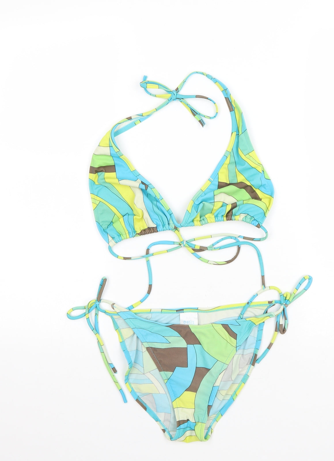 Oasis Womens Blue Geometric Polyester Bikini Size 12