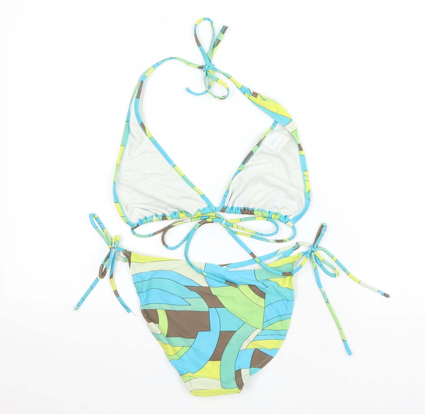 Oasis Womens Blue Geometric Polyester Bikini Size 12