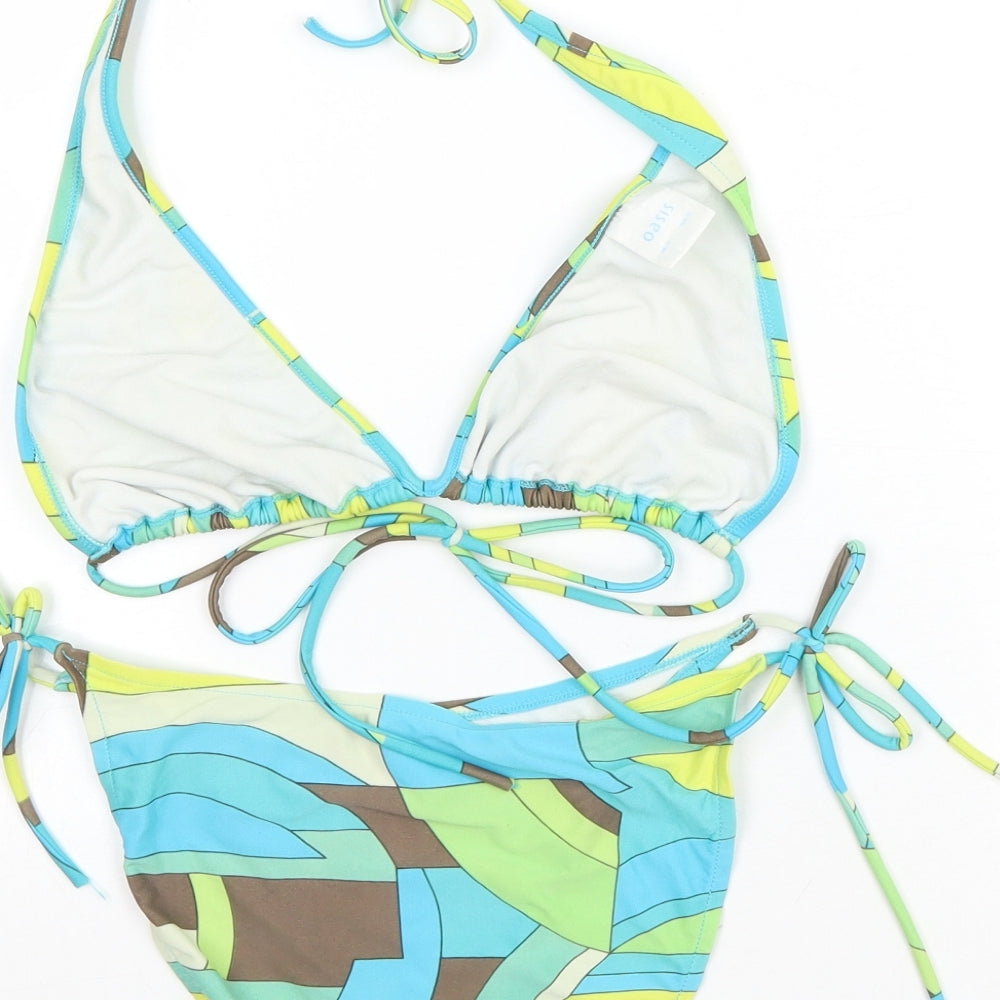 Oasis Womens Blue Geometric Polyester Bikini Size 12