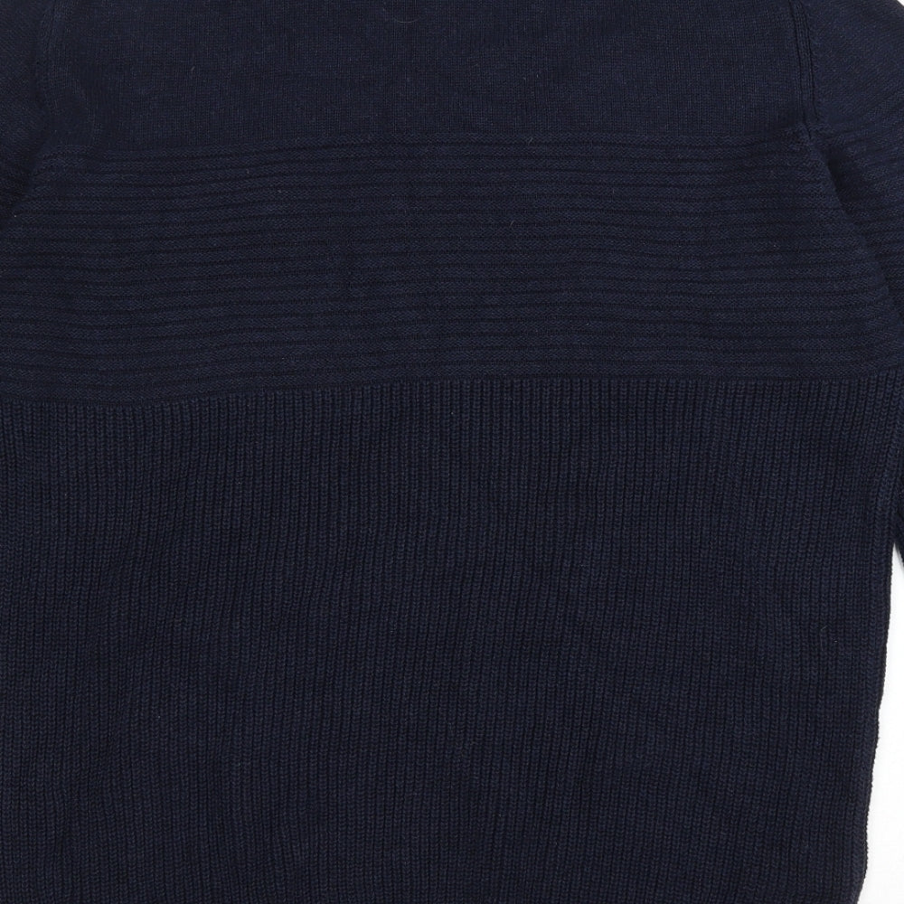 Easy Mens Blue Round Neck Cotton Pullover Jumper Size XL