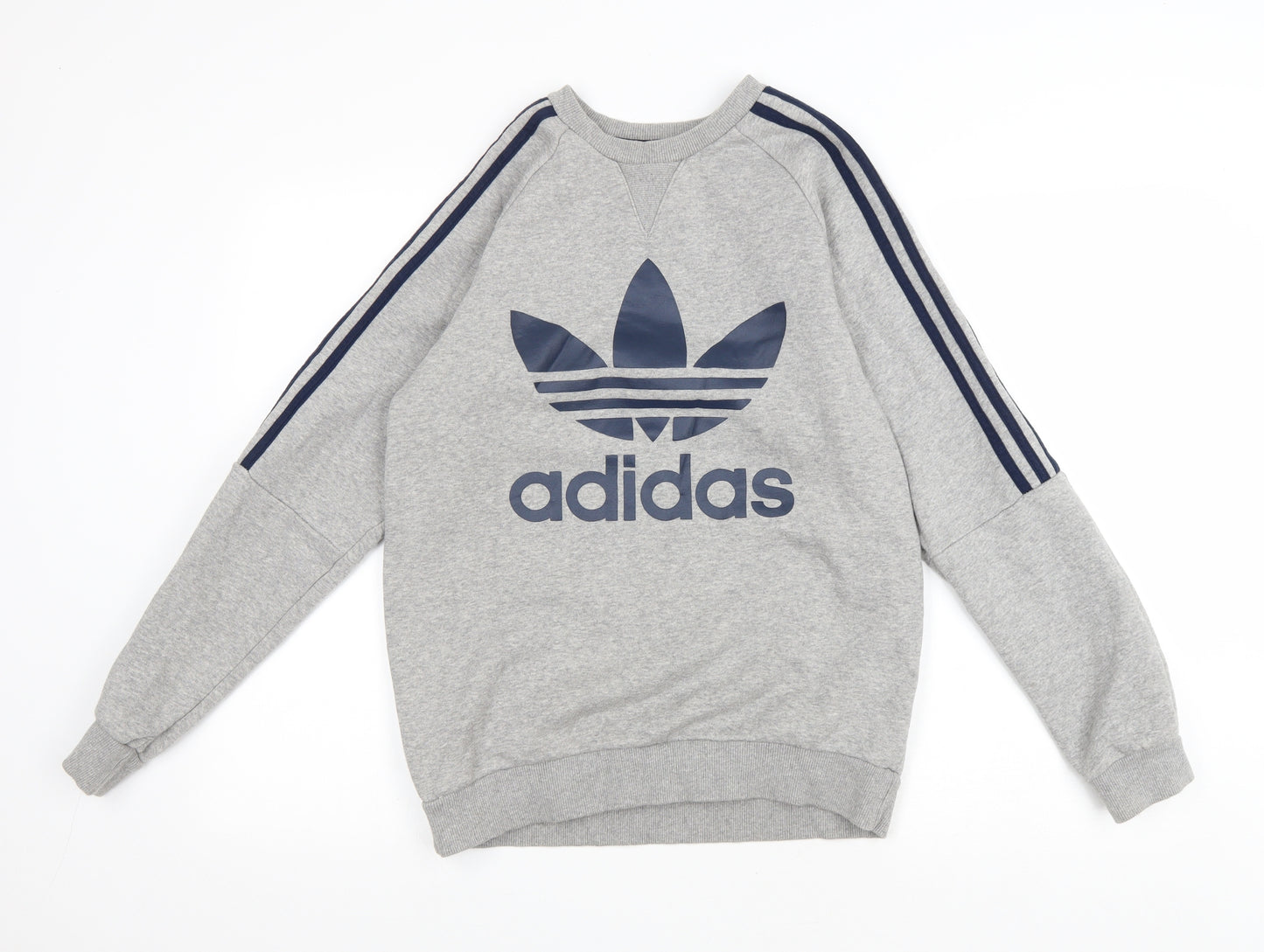 adidas Mens Grey Polyester Pullover Sweatshirt Size S