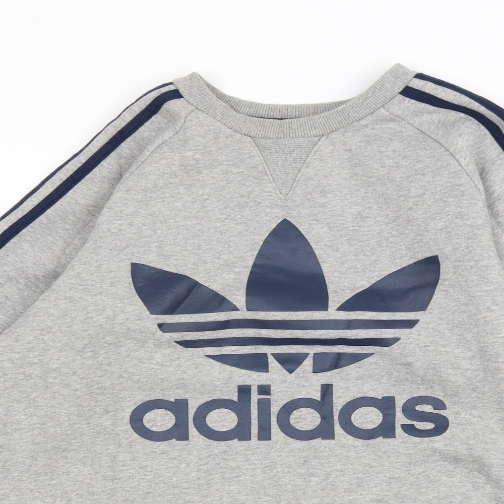 adidas Mens Grey Polyester Pullover Sweatshirt Size S
