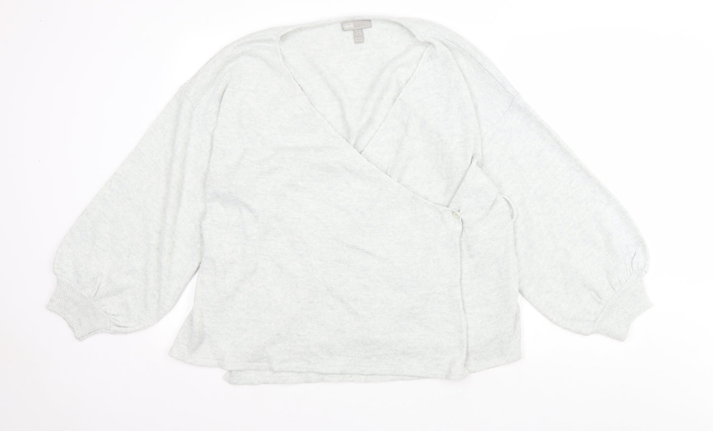 ASOS Womens Grey V-Neck Acrylic Wrap Jumper Size 18