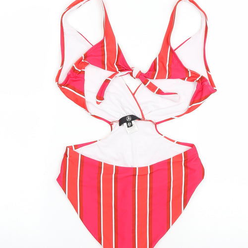 Misguided Womens Red Striped Polyester One Piece Size 8