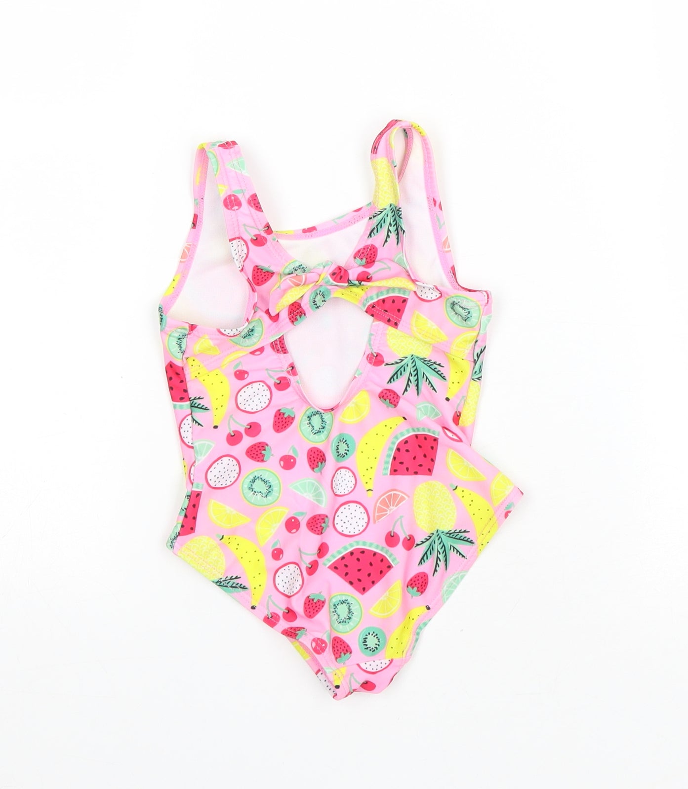 Primark Girls Pink Geometric Polyester Leotard One-Piece Size 2-3 Years Pullover - Fruit Swim Suit