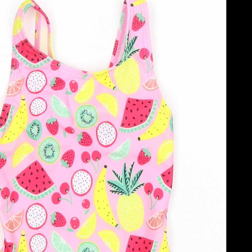 Primark Girls Pink Geometric Polyester Leotard One-Piece Size 2-3 Years Pullover - Fruit Swim Suit