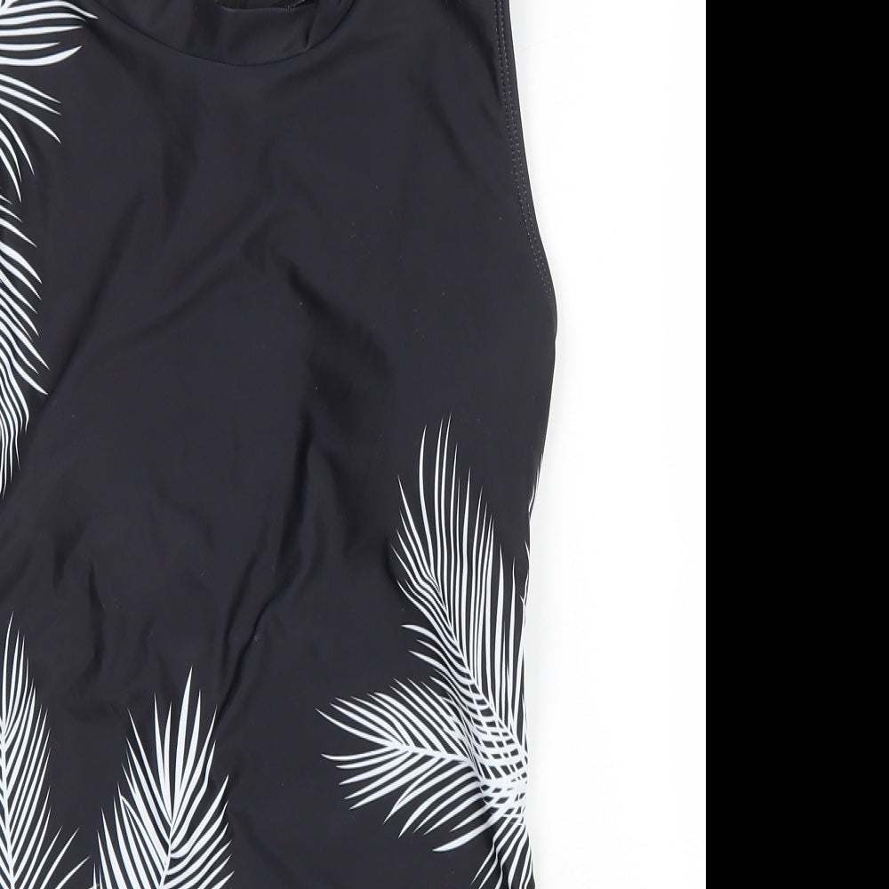 Preworn Womens Black Floral Polyamide One Piece Size L