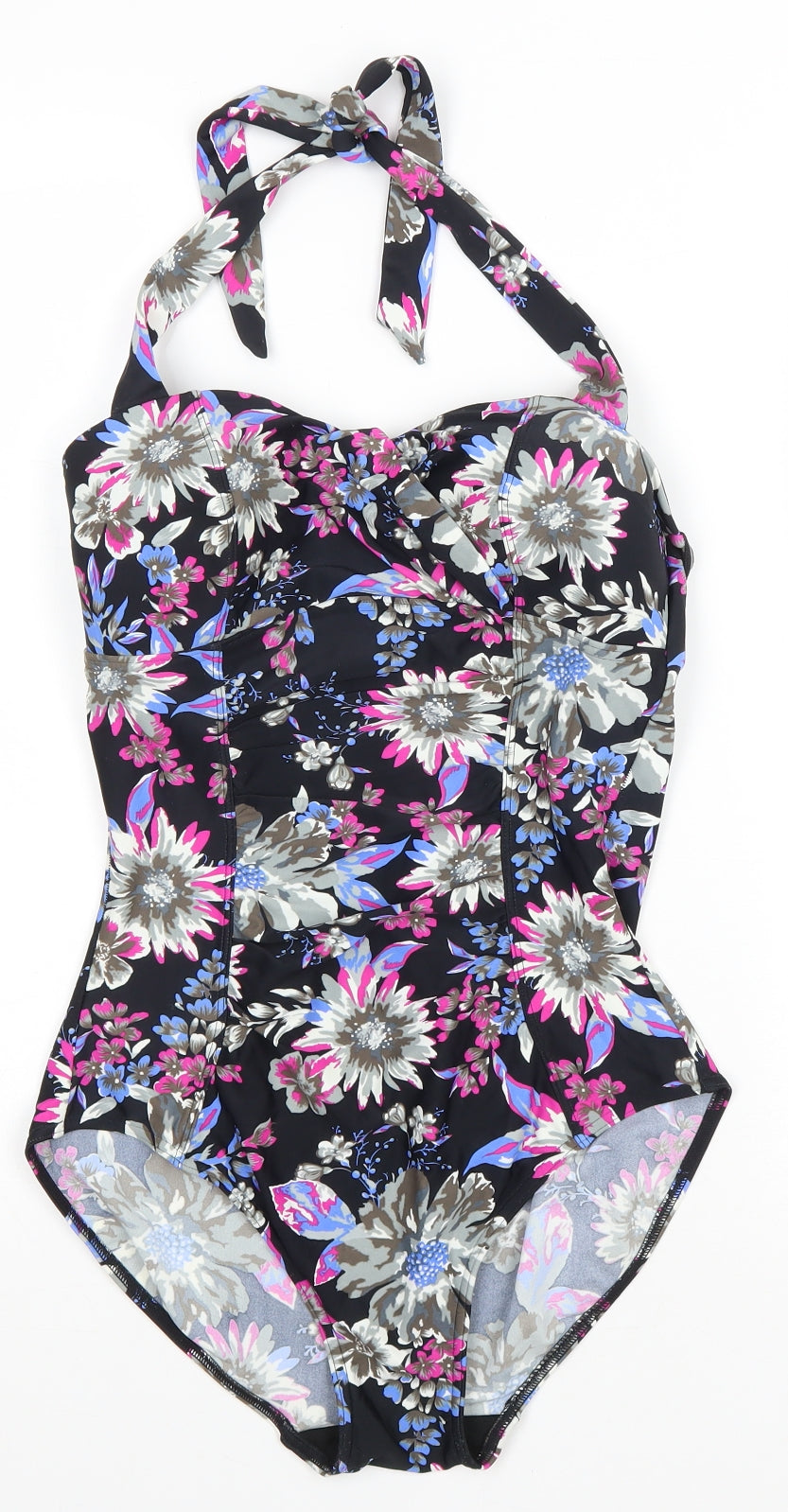 F&F Womens Black Floral Polyester One Piece Size 14