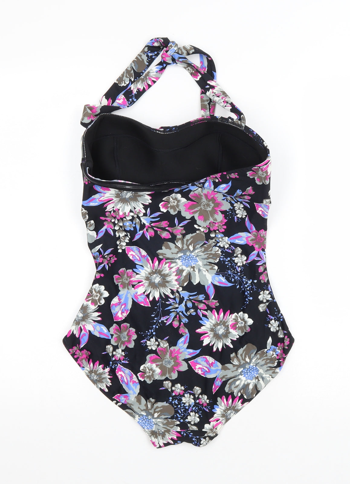 F&F Womens Black Floral Polyester One Piece Size 14
