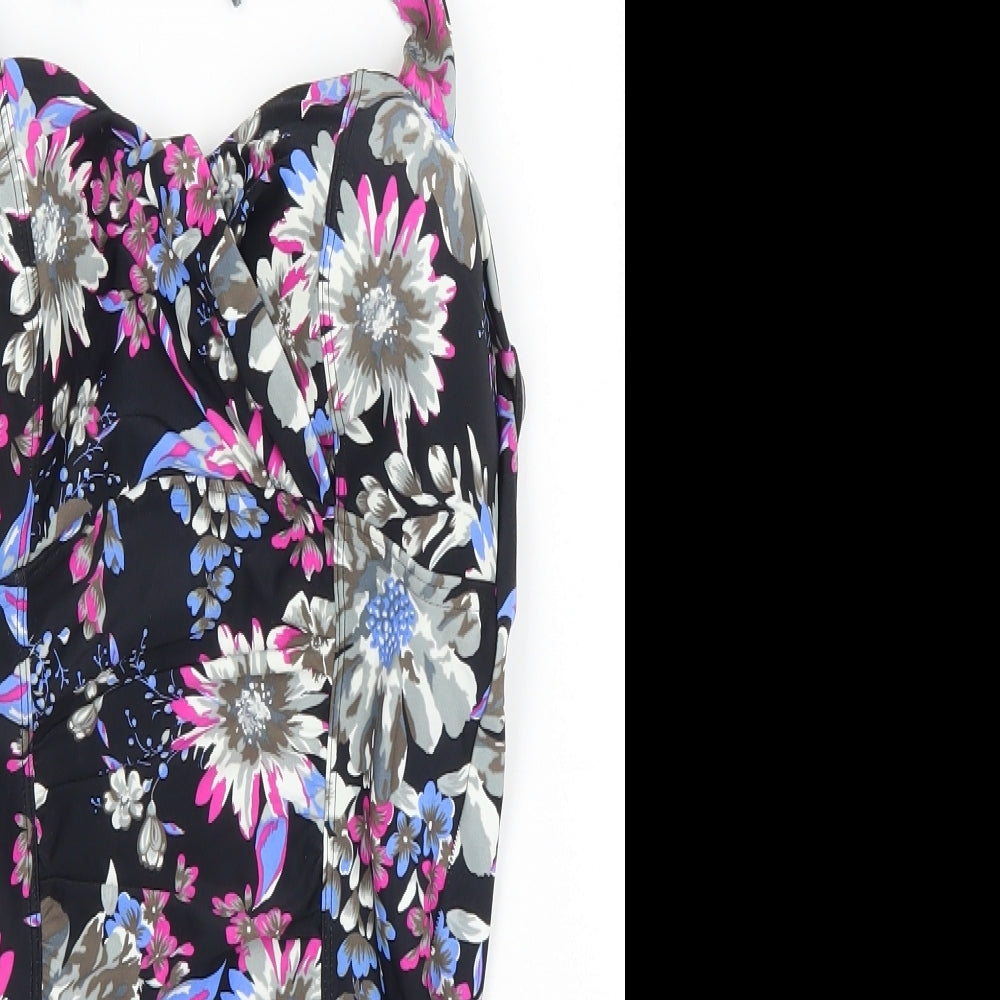 F&F Womens Black Floral Polyester One Piece Size 14