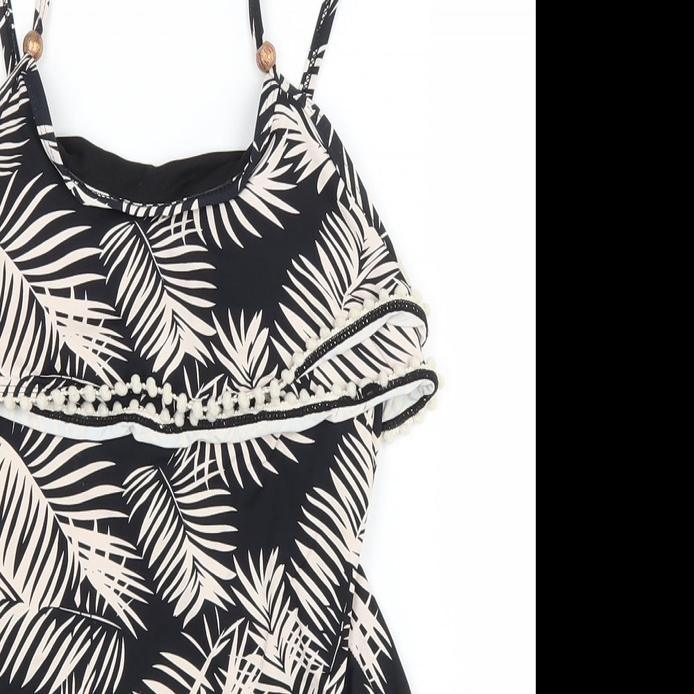 Primark Womens Black Floral Polyamide One Piece Size 10