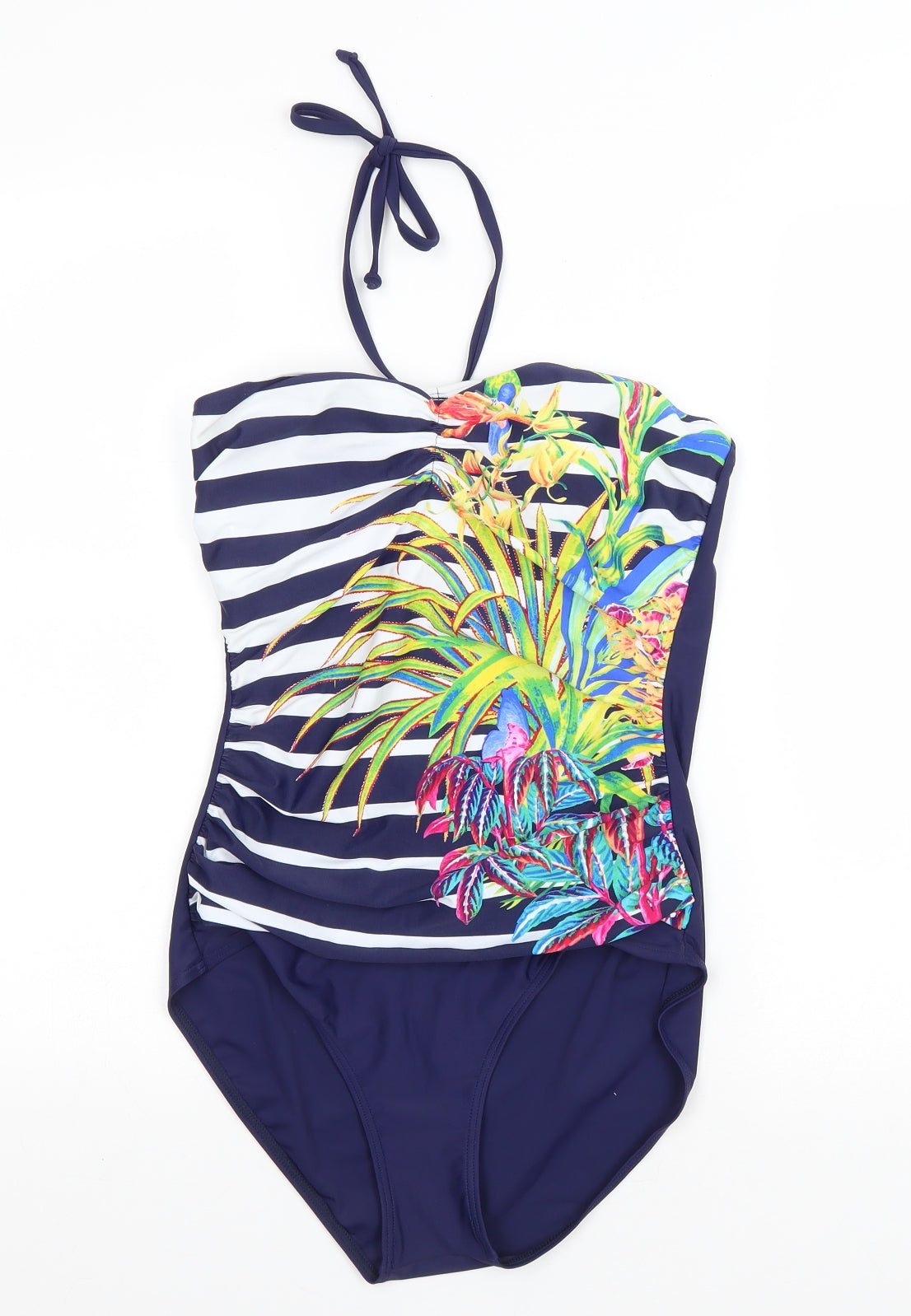 Dunnes Store Womens Blue Floral Polyester One Piece Size 14