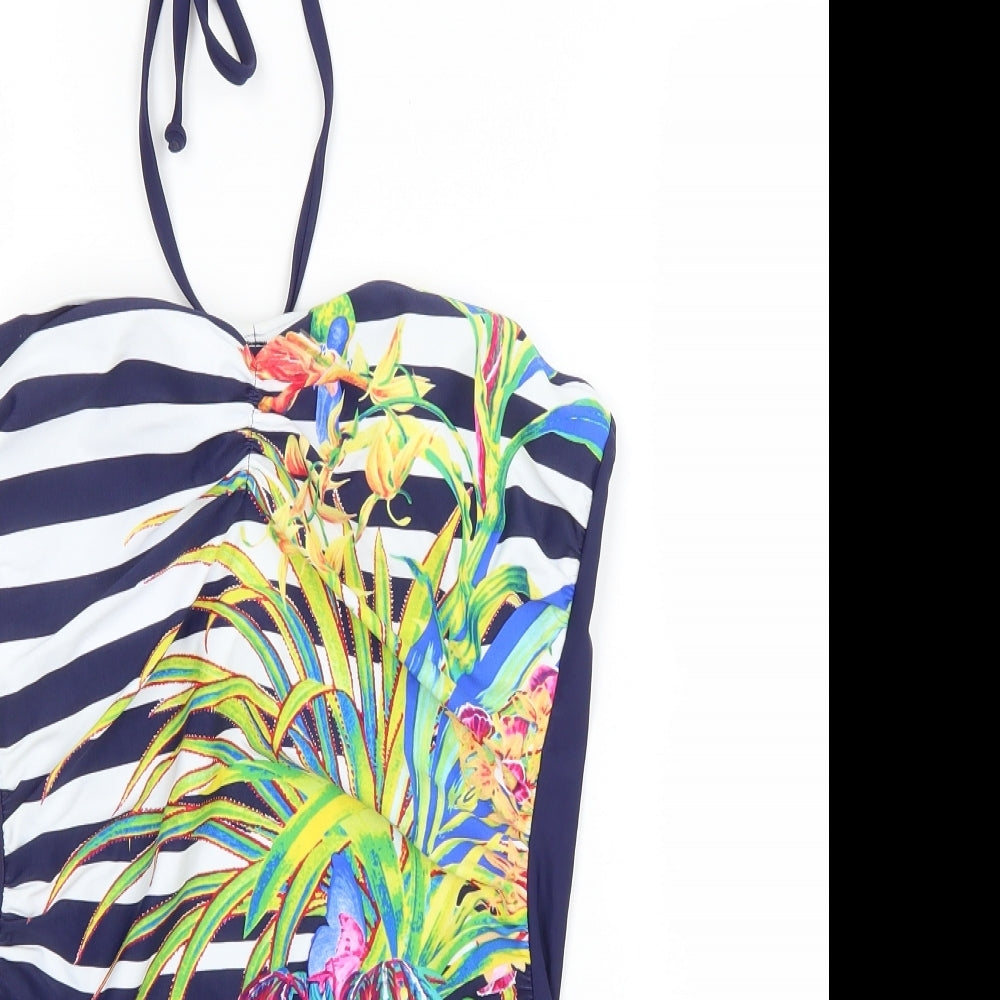 Dunnes Store Womens Blue Floral Polyester One Piece Size 14