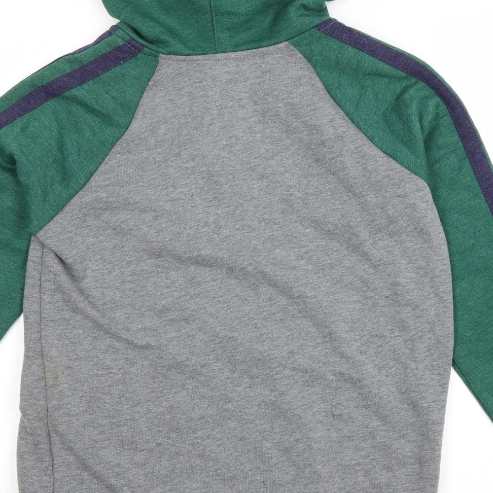 Cat & Jack Boys Green Colourblock Cotton Full Zip Hoodie Size 12-13 Years Zip