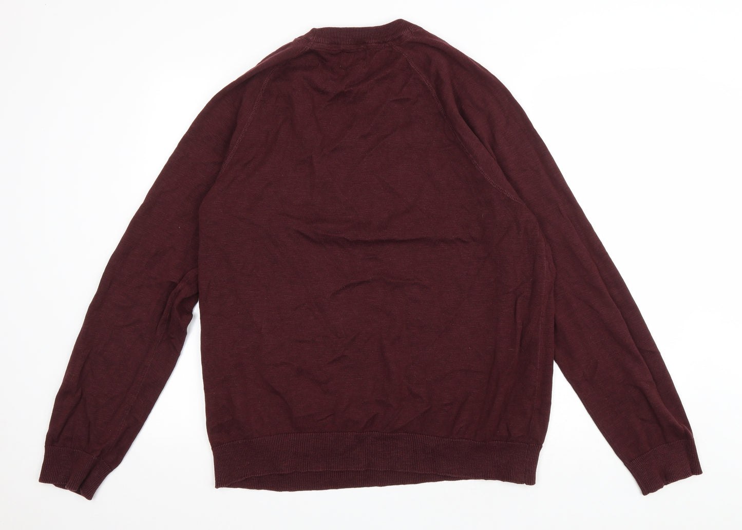 H&M Mens Red Round Neck Cotton Pullover Jumper Size XL
