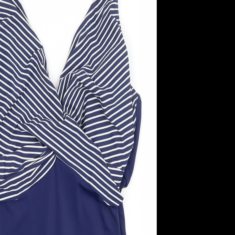 figleaves Womens Black Striped Nylon One Piece Size L