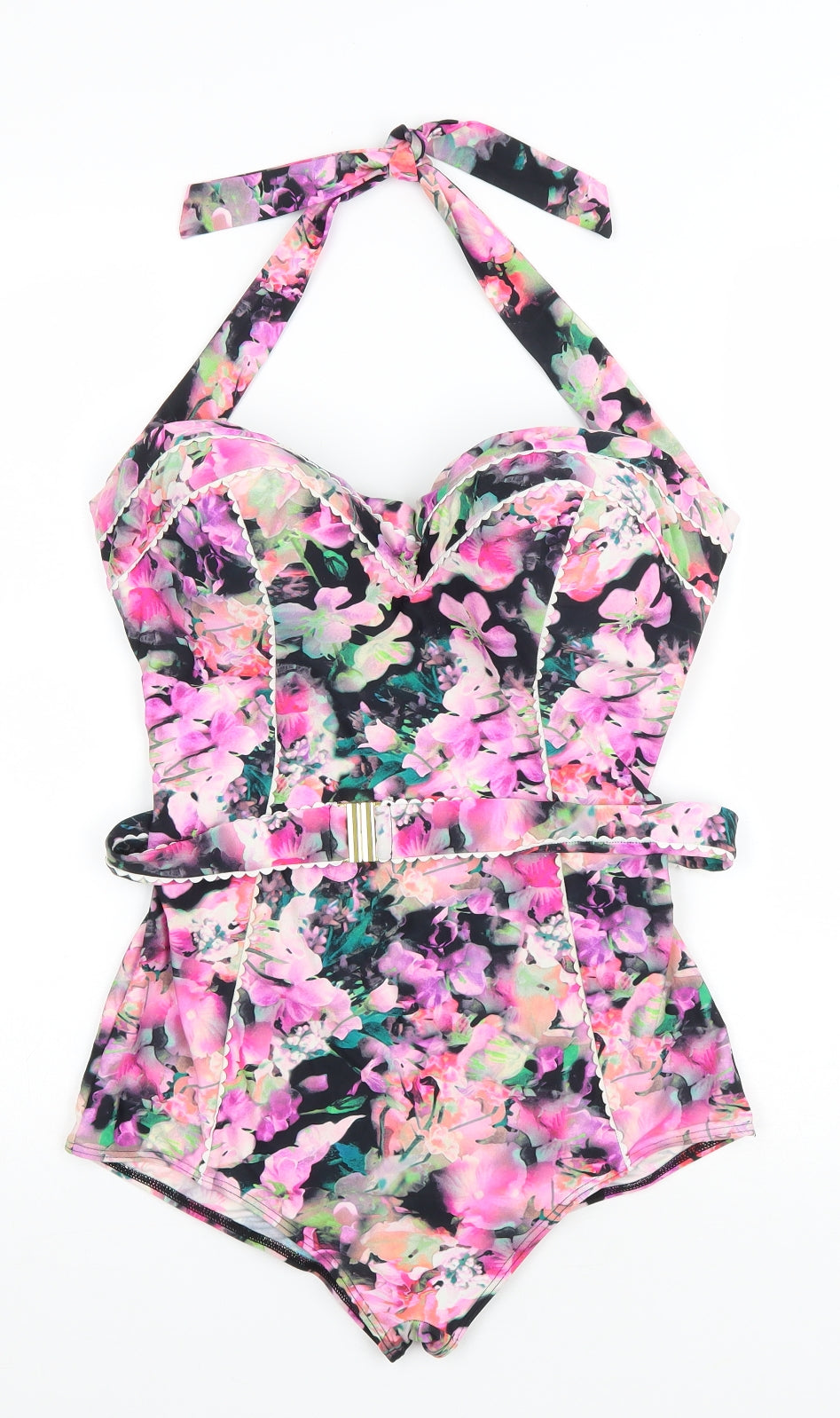 Very Womens Pink Floral Polyester One Piece Size L