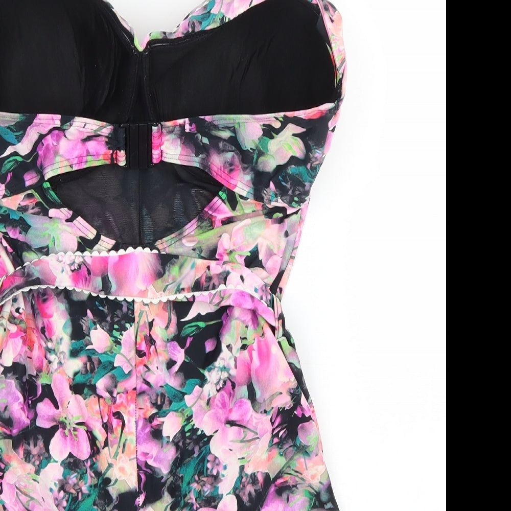Very Womens Pink Floral Polyester One Piece Size L